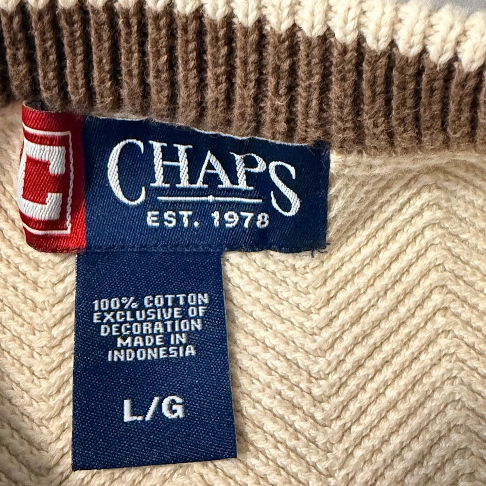 Chaps Men's Ivory Crewneck Sweater‎ Size L